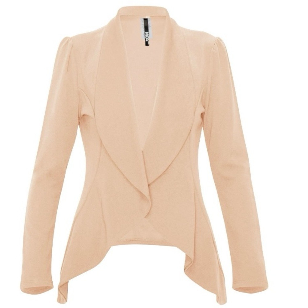 DOUBLJU. Women's Casual Stretch Comfort Open Front‎ Draped Blazer Jacket. M.